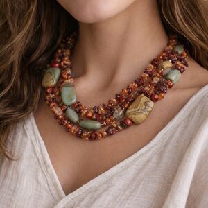 Elegant Earthy Tones Beaded Necklace